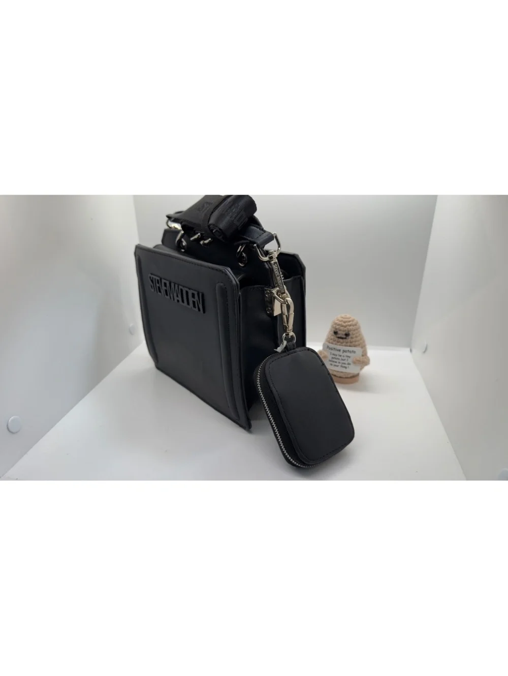 Steve Madden Black Bevelyn Crossbody Purse Bag With Pouch